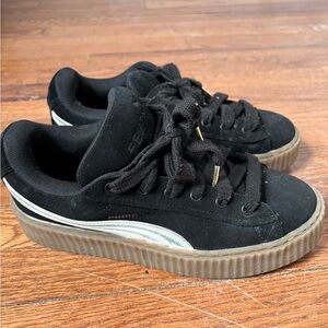 Puma Suede Platform Sneakers in Black with Gum Sole